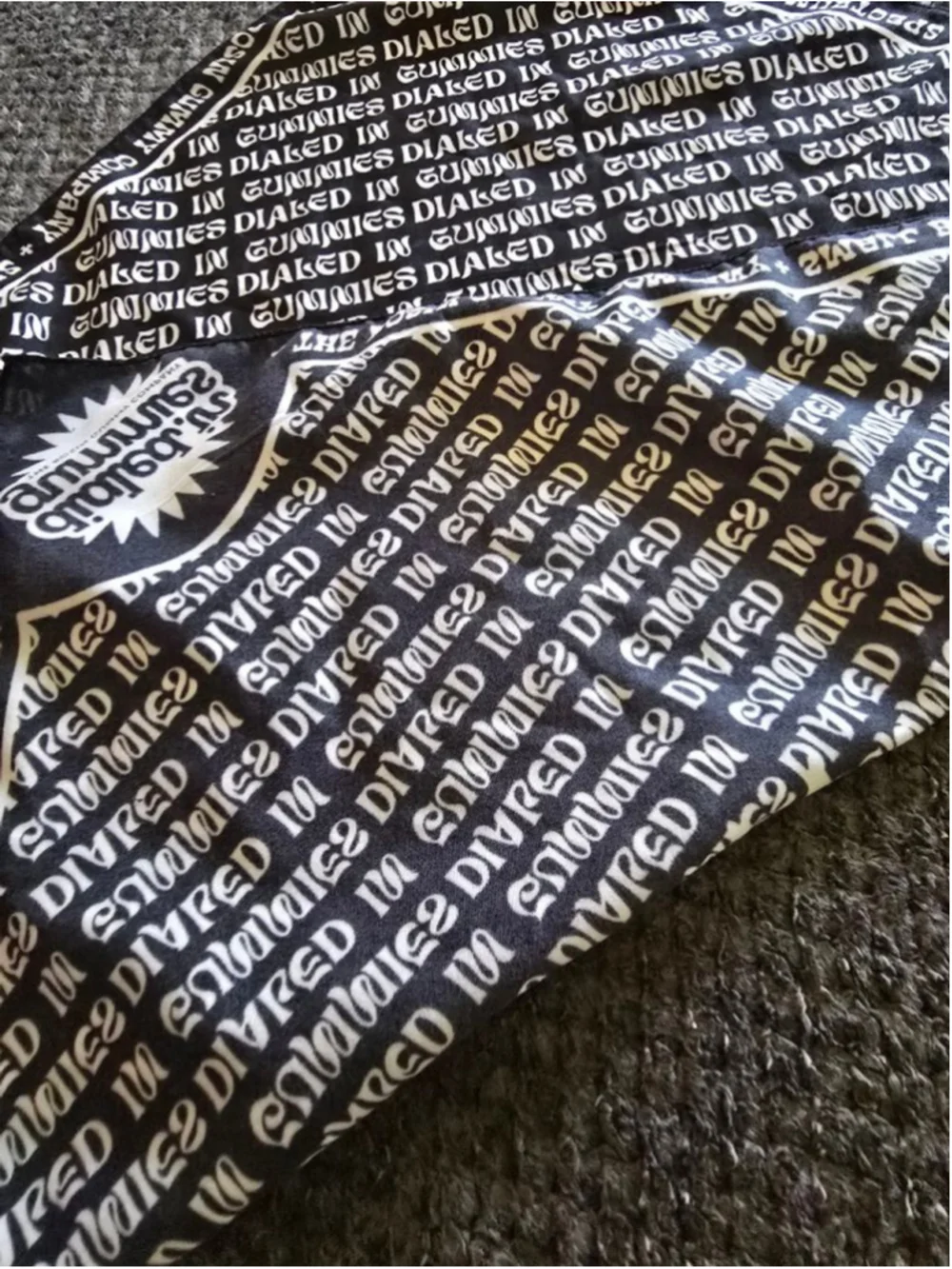 Charcoal White MaryJane Bandana Scarf Festival Rave Summer Concert Multi Purpose